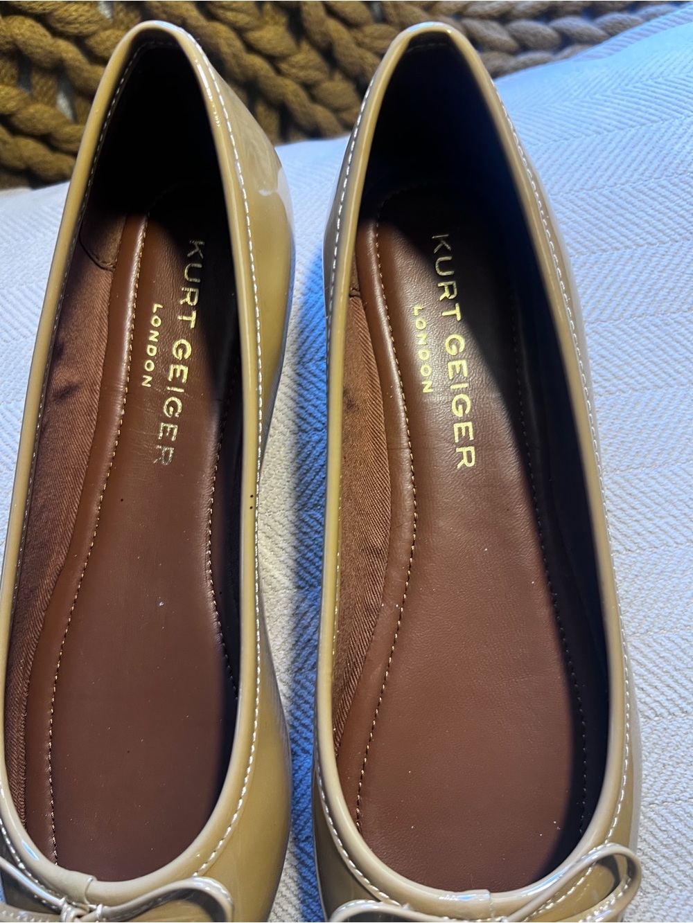 Kurt Geiger Patent Ballet Flats in Beige Patent